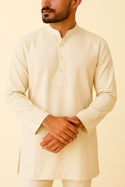 Premium Cream Addi/Paper Cotton Kurta Fabric – Ultra-Thin & Breathable, 58" Wide