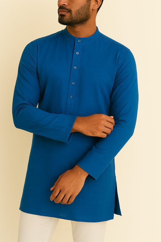 Premium Dark Firozi Blue Addi/Paper Cotton Kurta Fabric – Ultra-Thin & Breathable, 58" Wide