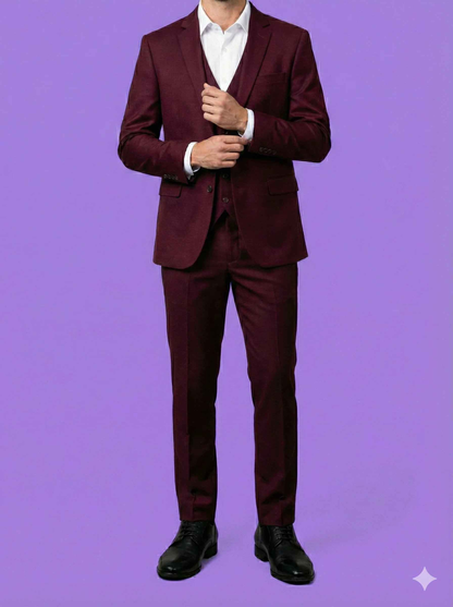 Sambodhi Raja Sahab Premium Maroon Suiting Fabric – Luxury Soft, Lustrous Feel for Impeccably Tailored Formalwear