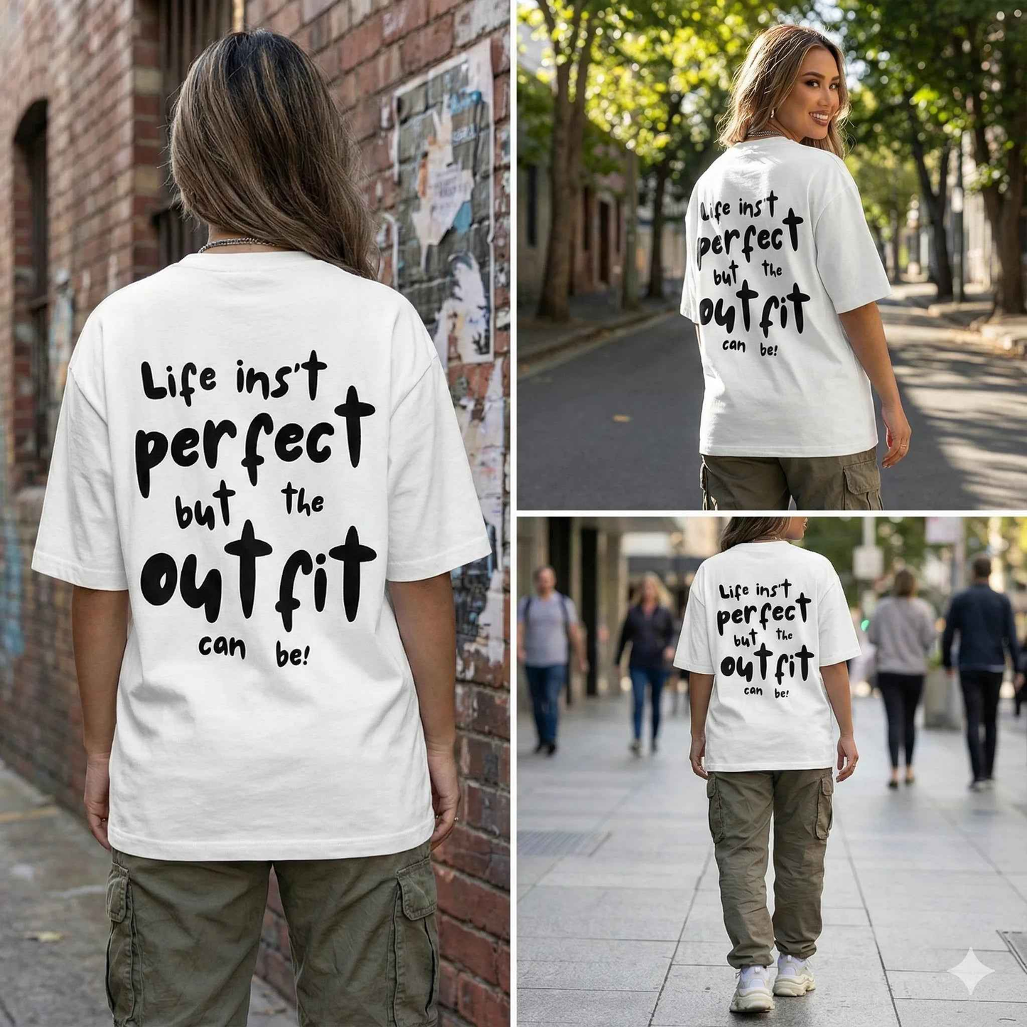 SPRY by Poshak Women’s White Oversize T-Shirt – 220 GSM DTF, SPRY Logo & Statement Back Print