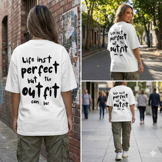 SPRY by Poshak Women’s White Oversize T-Shirt – 220 GSM DTF, SPRY Logo & Statement Back Print