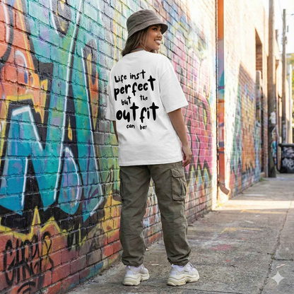 SPRY by Poshak Women’s White Oversize T-Shirt – 220 GSM DTF, SPRY Logo & Statement Back Print