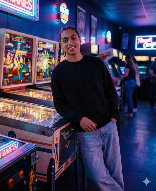 Plains - SPRY by Poshak Men’s Black Heavyweight Sweatshirt – 450 GSM DTF, Minimal Street Essential