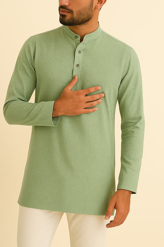 Premium Light Green Jacquard Floral Self Print Addi/Paper Cotton Kurta Fabric – Ultra-Thin & Breathable, 58" Wide