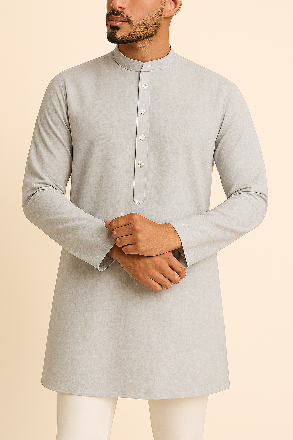 Premium Light Grey Addi/Paper Cotton Kurta Fabric – Ultra-Thin & Breathable, 58" Wide