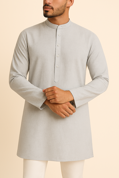 Premium Light Grey Addi/Paper Cotton Kurta Fabric – Ultra-Thin & Breathable, 58" Wide