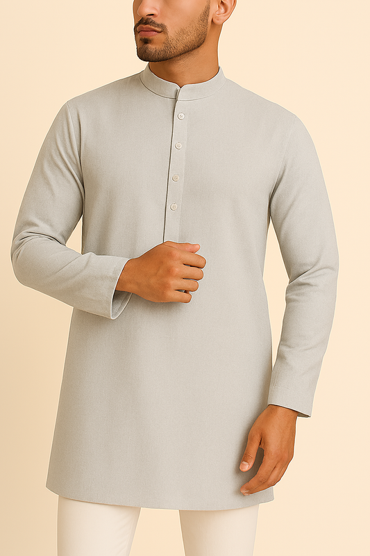 Premium Light Grey Addi/Paper Cotton Kurta Fabric – Ultra-Thin & Breathable, 58" Wide