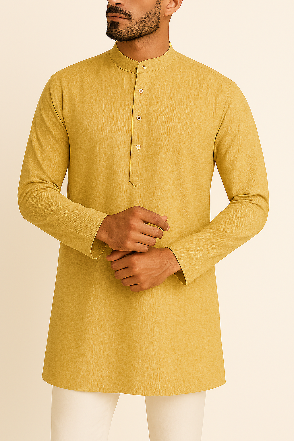 Premium Light Mustard Addi/Paper Cotton Kurta Fabric – Ultra-Thin & Breathable, 58" Wide