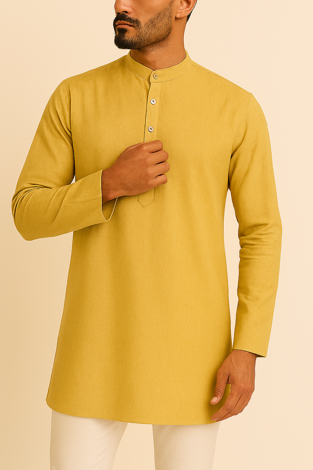 Premium Light Mustard Addi/Paper Cotton Kurta Fabric – Ultra-Thin & Breathable, 58" Wide