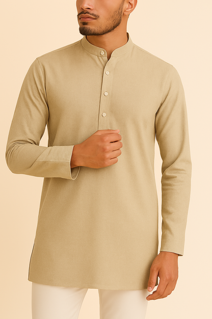 Premium Light Mustard Addi/Paper Cotton Kurta Fabric – Ultra-Thin & Breathable, 58" Wide