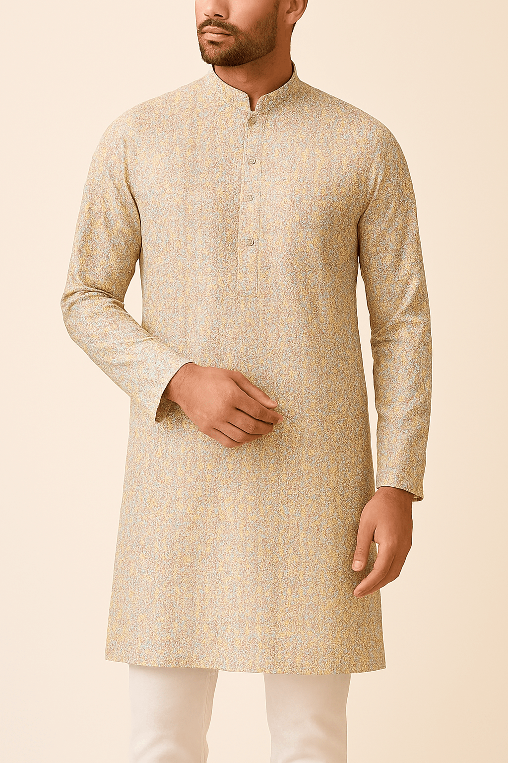 Mint Blossom Multicolour Sequins Cotton Chikan Fabric – 58” Wide, Buttery Soft & Breathable – For Kurta Elegance - Poshak Fabrics
