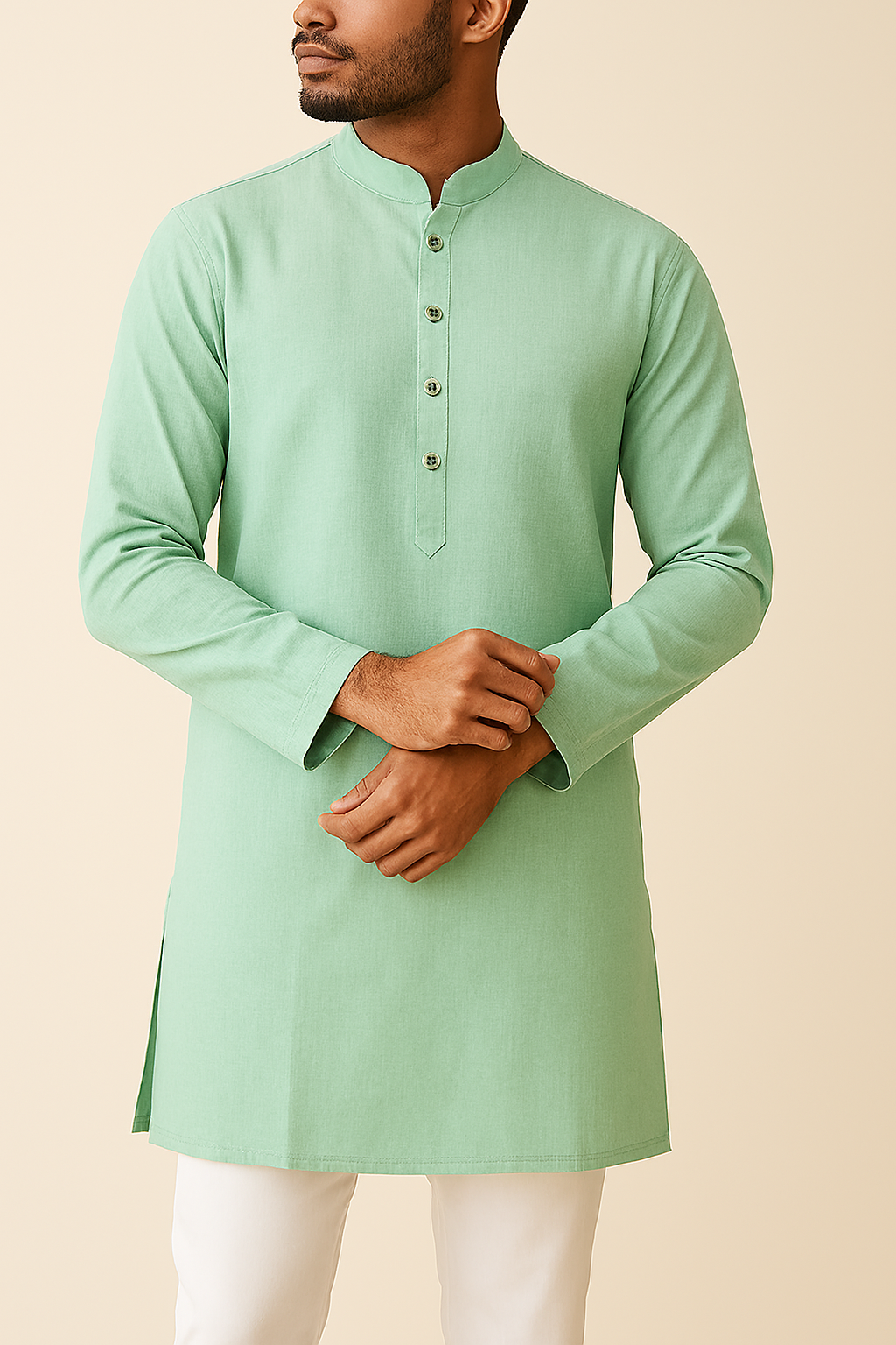 Premium Mint Green Addi/Paper Cotton Kurta Fabric – Ultra-Thin & Breathable, 58" Wide