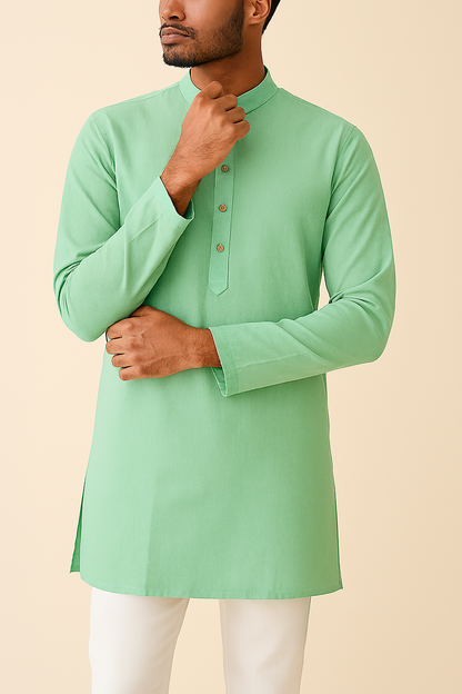 Premium Mint Green Addi/Paper Cotton Kurta Fabric – Ultra-Thin & Breathable, 58" Wide