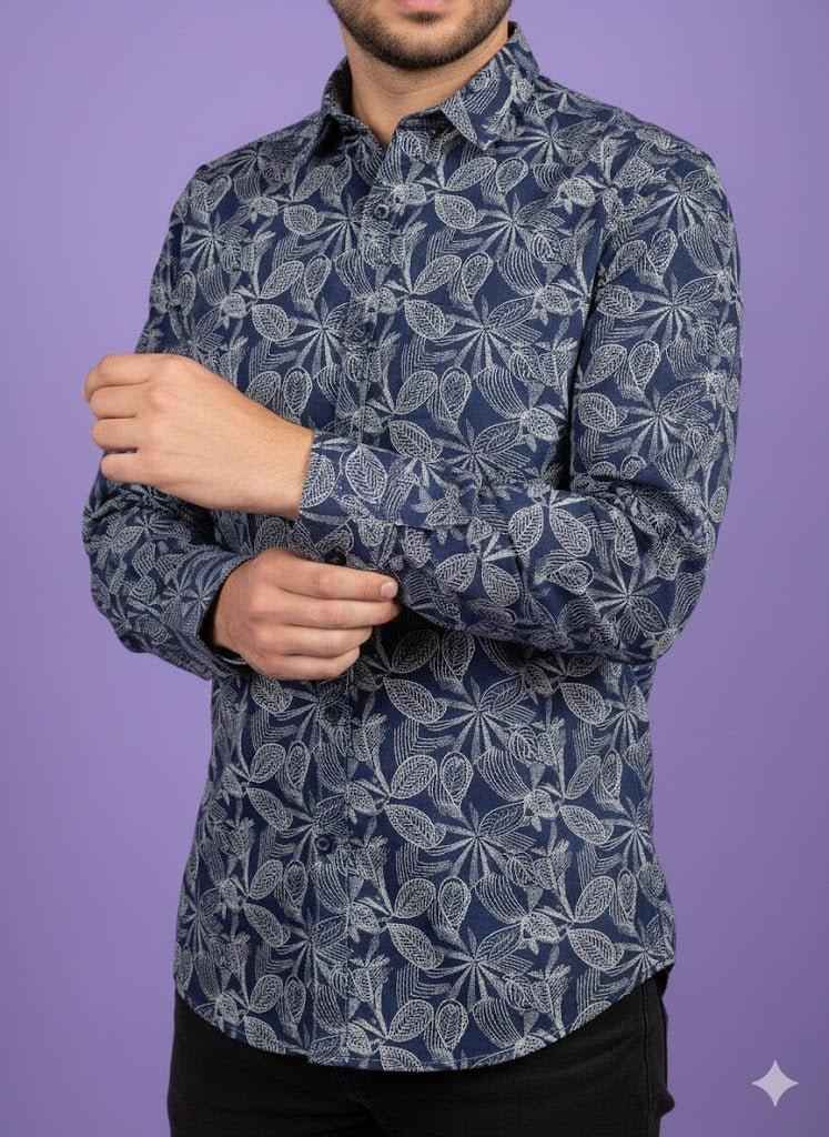 Mohan Premium Lusture Venture Cotton Mix Printed Shirting Fabric – Navy Patterns Collection (36" Width)