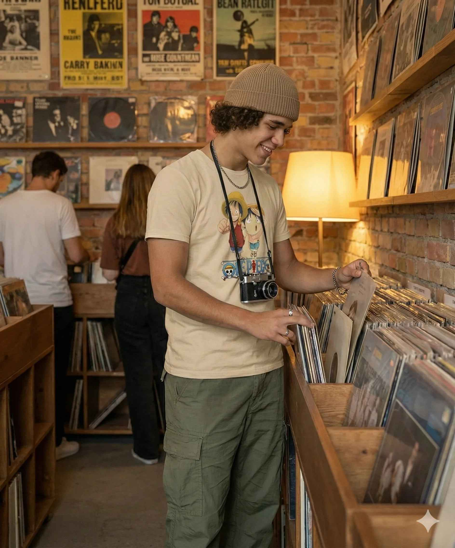 Anime Vibe Beige Graphic Tee – SPRY by Poshak Men’s 180 GSM DTF Printed T-Shirt