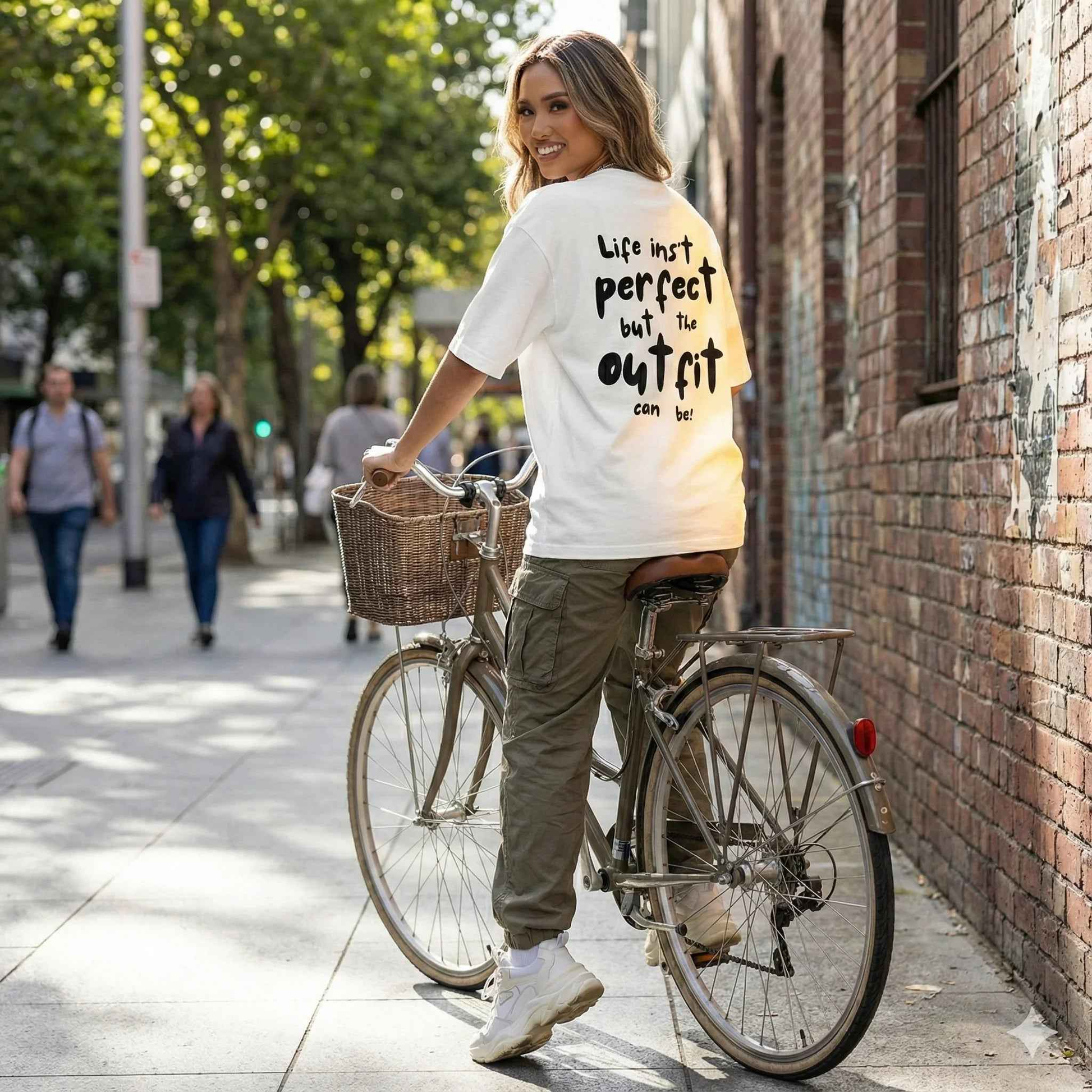 SPRY by Poshak Women’s White Oversize T-Shirt – 220 GSM DTF, SPRY Logo & Statement Back Print