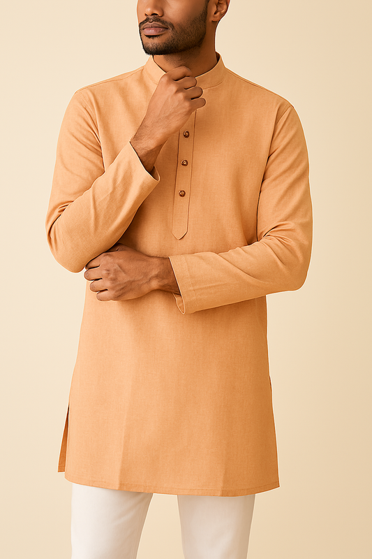 Premium Peach Addi/Paper Cotton Kurta Fabric – Ultra-Thin & Breathable, 58" Wide