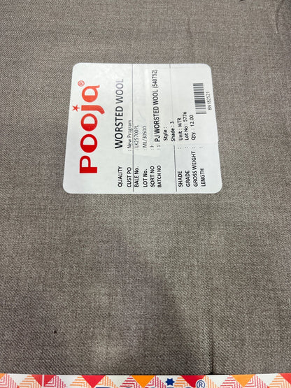 Pooja Cottswool Plain Worsted Winterwear Fabric (44” Wide, Soft & Thick, Premium Wool Blend) - Poshak Fabrics
