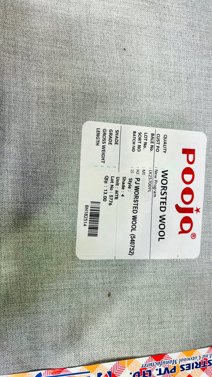 Pooja Cottswool Plain Worsted Winterwear Fabric (44” Wide, Soft & Thick, Premium Wool Blend) - Poshak Fabrics