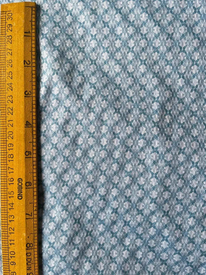 Premium 36" Sky Blue Cotton Mix Geometric Dobby Print Fabric – Perfect for Custom Shirts