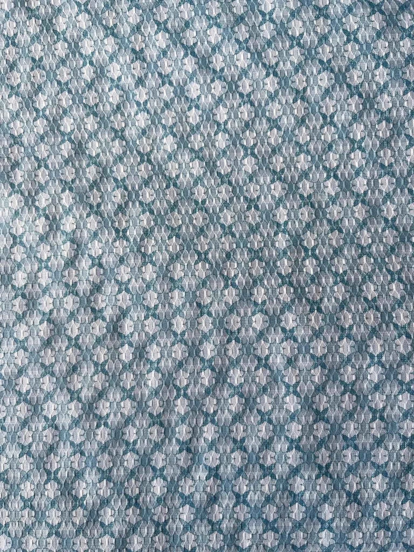 Premium 36" Sky Blue Cotton Mix Geometric Dobby Print Fabric – Perfect for Custom Shirts