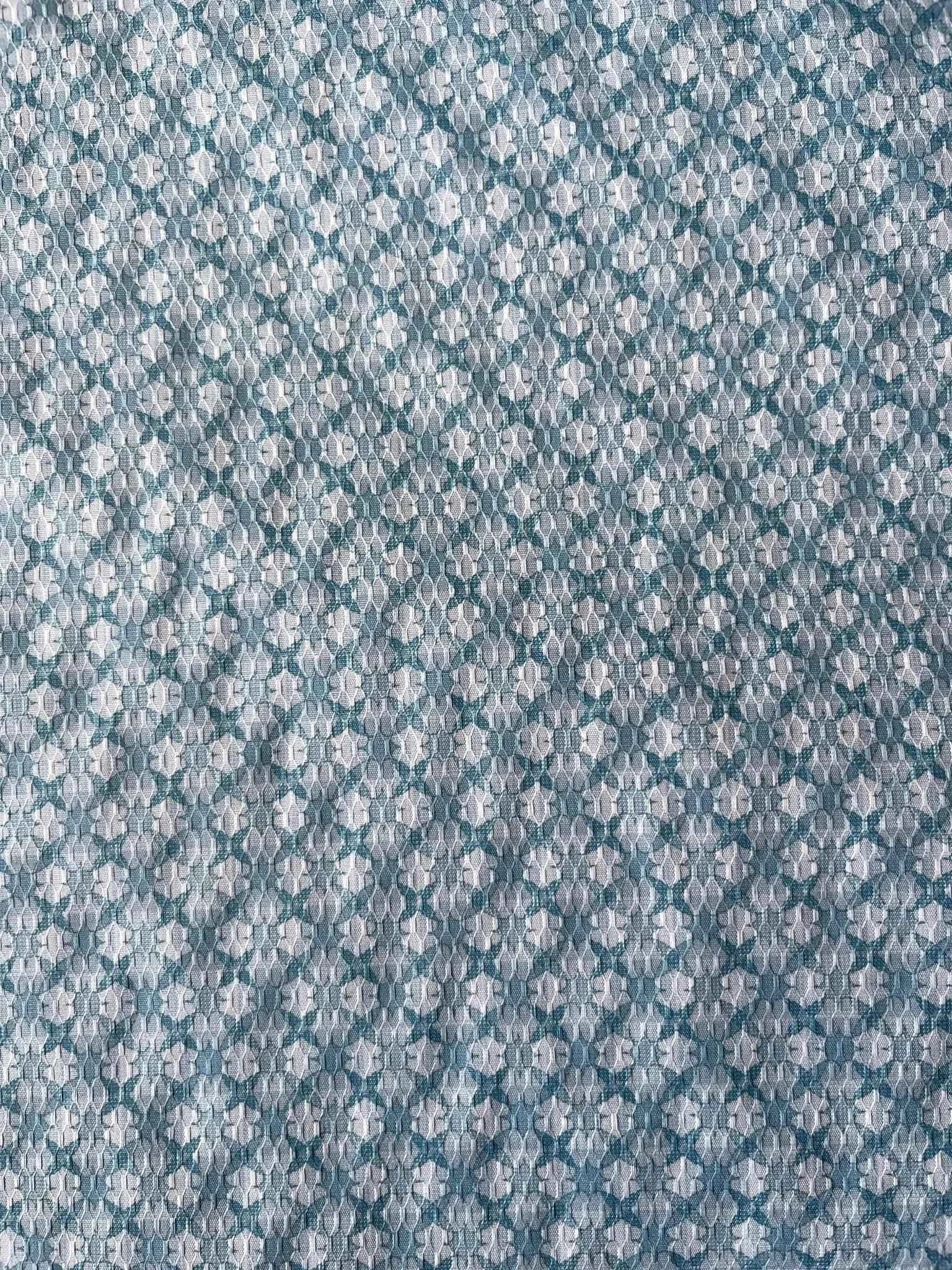 Premium 36" Sky Blue Cotton Mix Geometric Dobby Print Fabric – Perfect for Custom Shirts