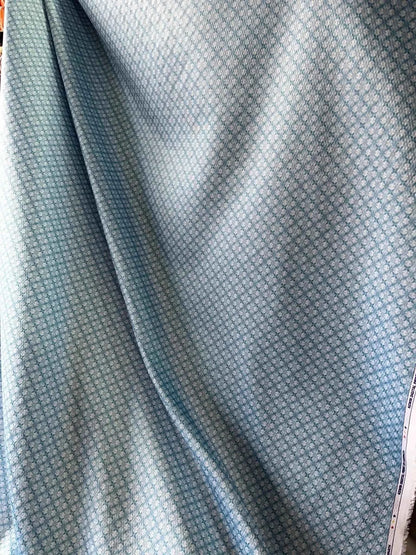 Premium 36" Sky Blue Cotton Mix Geometric Dobby Print Fabric – Perfect for Custom Shirts