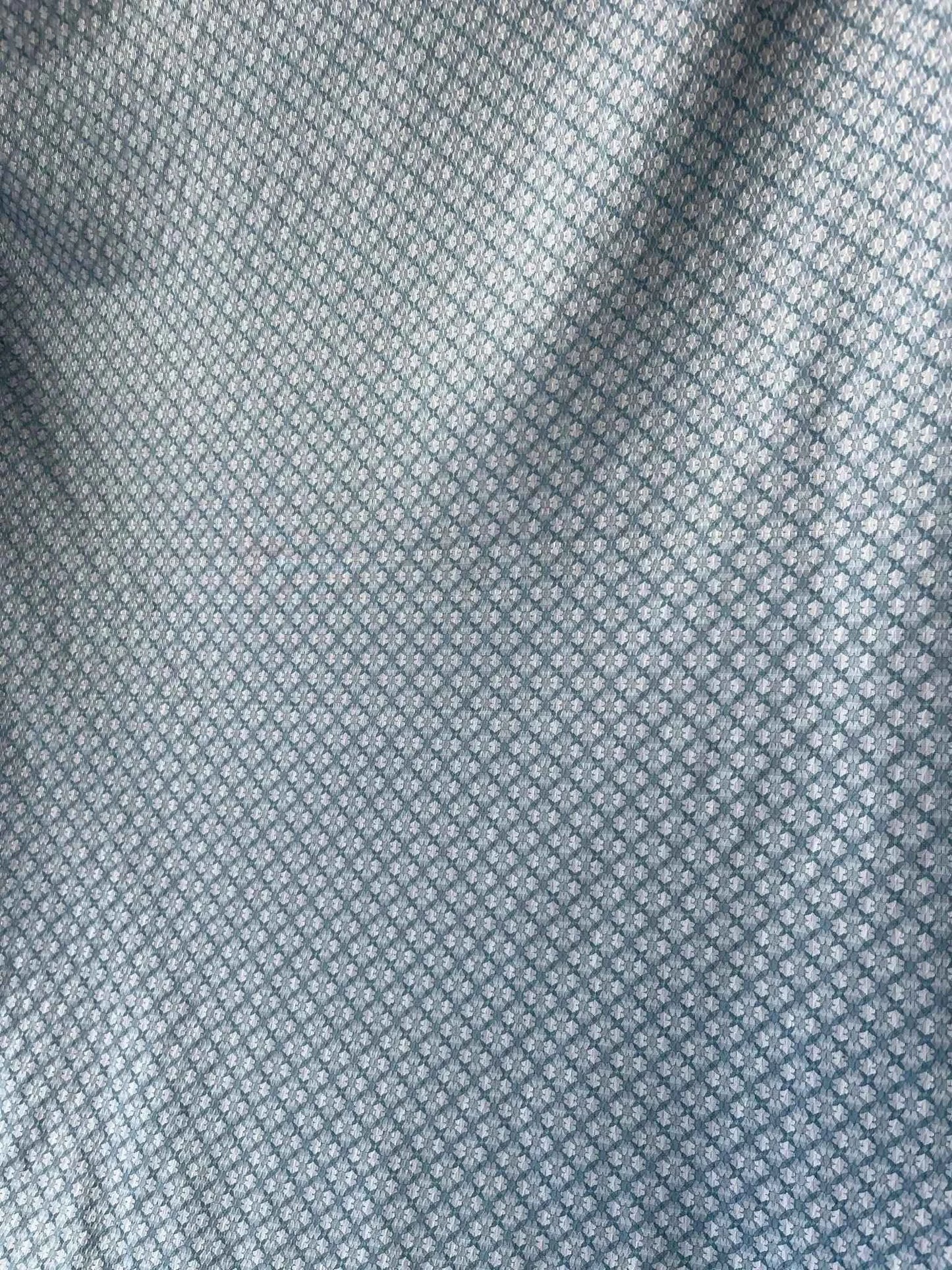 Premium 36" Sky Blue Cotton Mix Geometric Dobby Print Fabric – Perfect for Custom Shirts