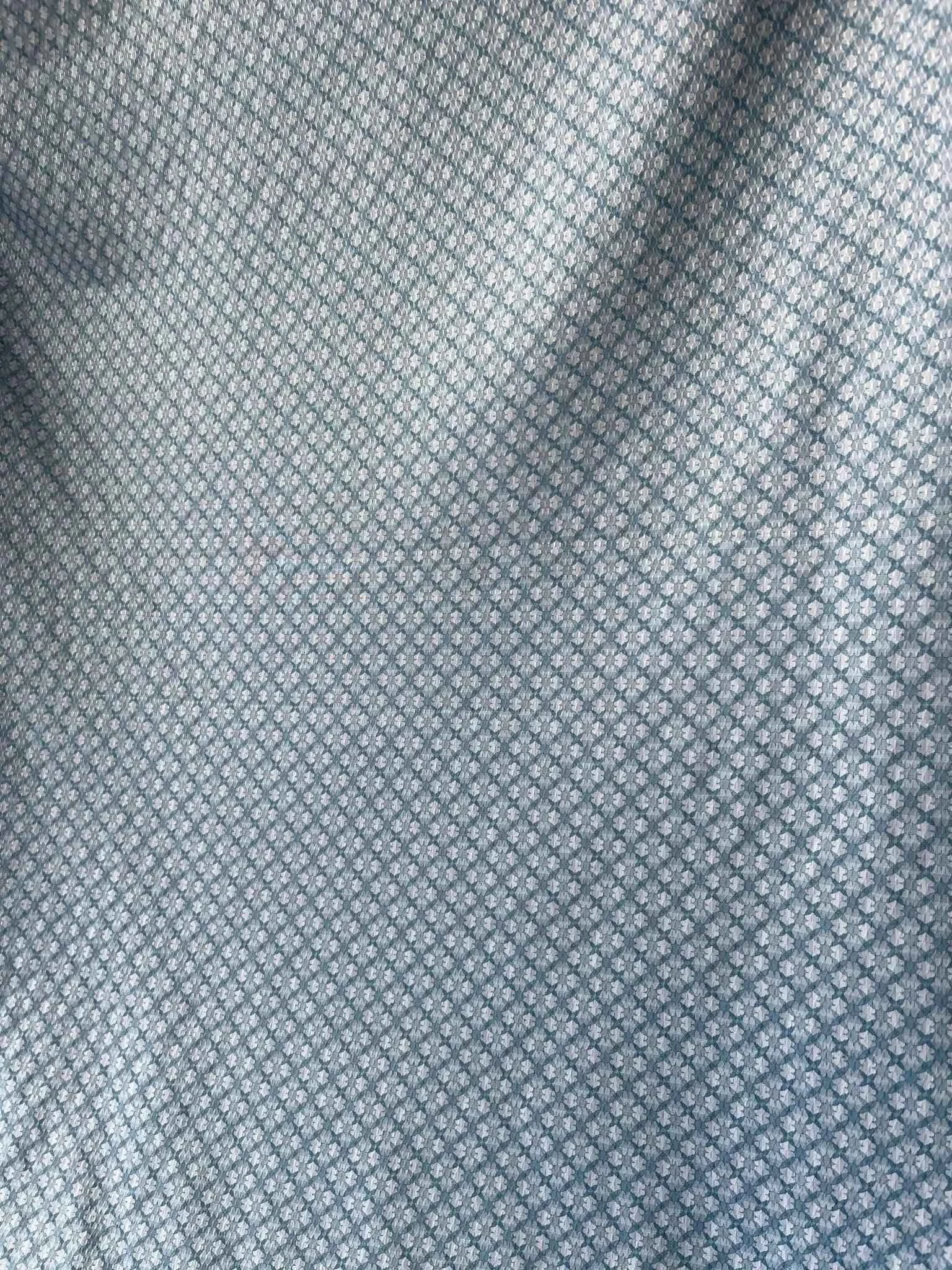 Premium 36" Sky Blue Cotton Mix Geometric Dobby Print Fabric – Perfect for Custom Shirts