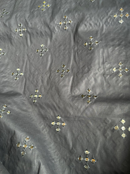 Premium 58" Dark Grey Paper Cotton (Addi) Sequin Design Fabric – Perfect for Well - Stitched Kurtas - Poshak Fabrics
