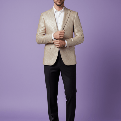 Premium 58" Sambodhi Camay Shiny Beige Suiting Fabric – For Impeccably Tailored Party & Formal Wear - Poshak Fabrics