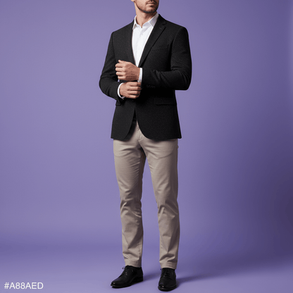 Premium 58" Simona's Standard Black Suitings Fabric – For Meticulously Tailored Formal Trousers, Blazers & Suits - Poshak Fabrics