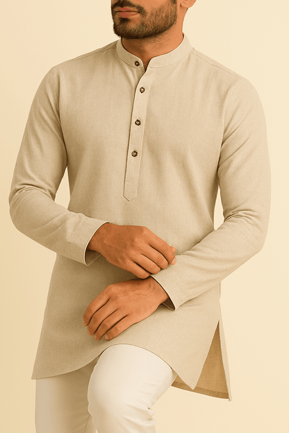 Premium Biscuit Addi/Paper Cotton Kurta Fabric – Ultra - Thin & Breathable, 58" Wide - Poshak Fabrics