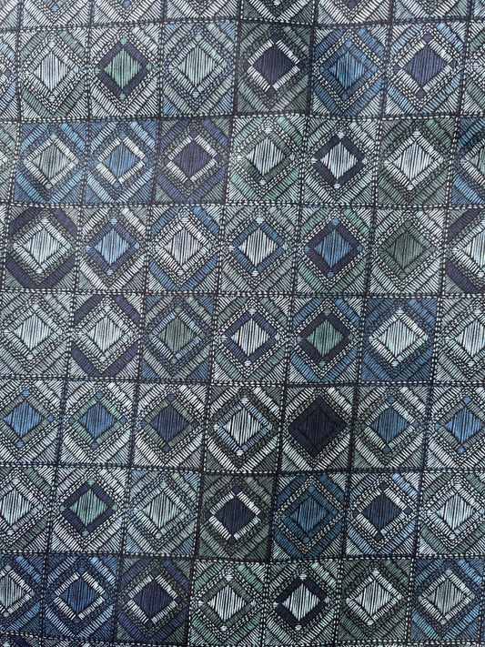 Premium Blue Checkered Geometric Print Addi/Paper Cotton Kurta Fabric – Ultra - Breathable, 58" Wide - Poshak Fabrics