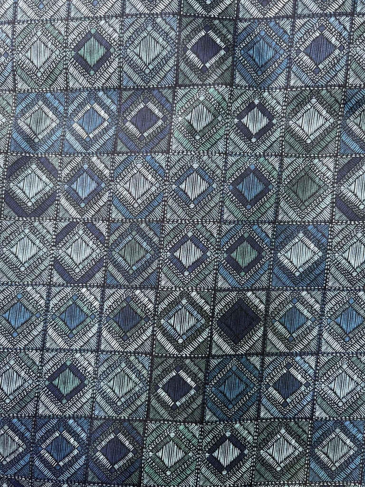 men's fabrics premium-blue-checkered-geometric-print-addipaper-cotton-kurta-fabric-ultra-breathable-58-widepaper-cotton-5919474 - Poshak Fabrics