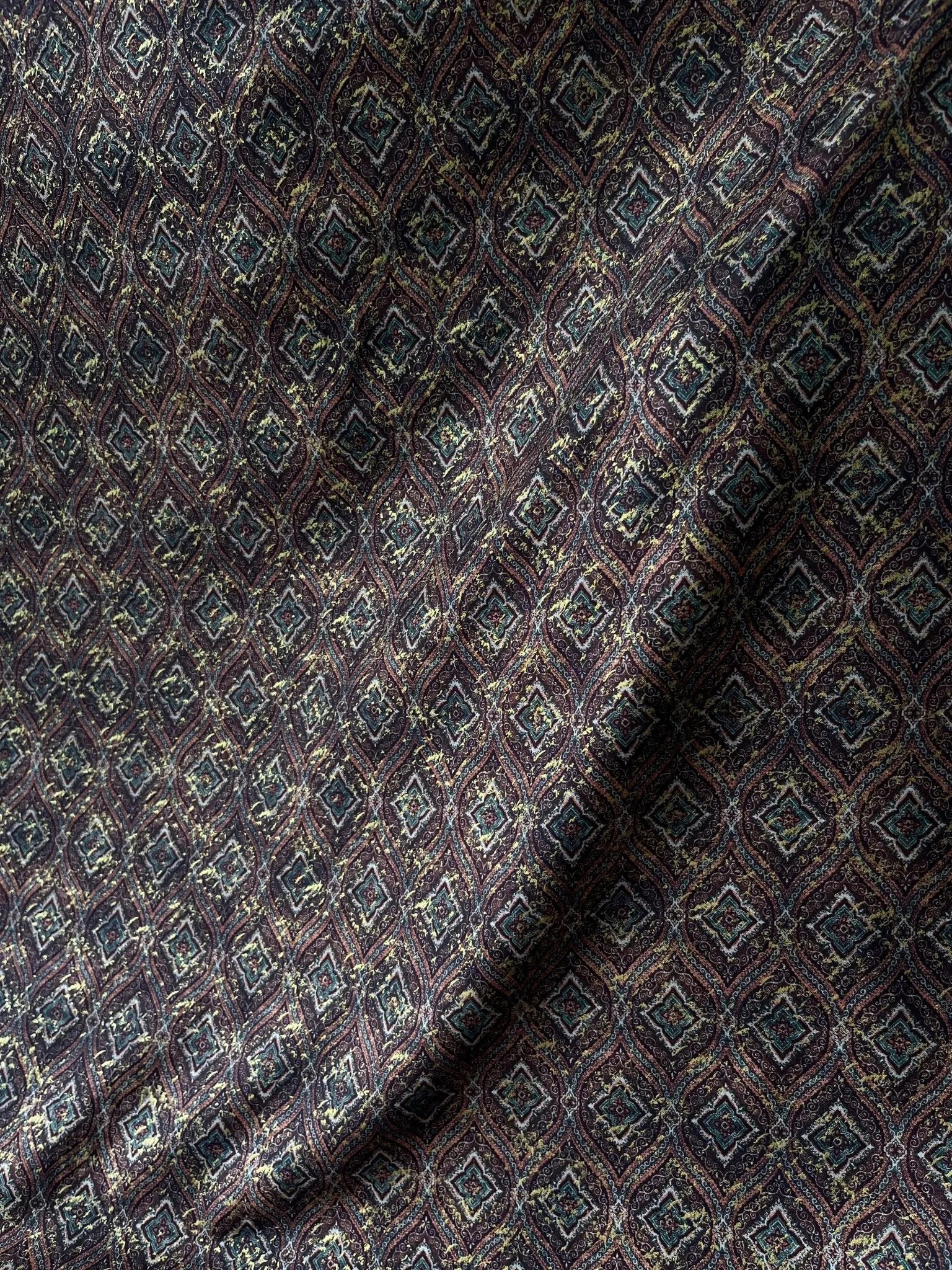Premium Golden Maroon Geometric Sparkled Print Mix - Cotton Kurta Fabric – 36” Width for Fine Tailoring - Poshak Fabrics