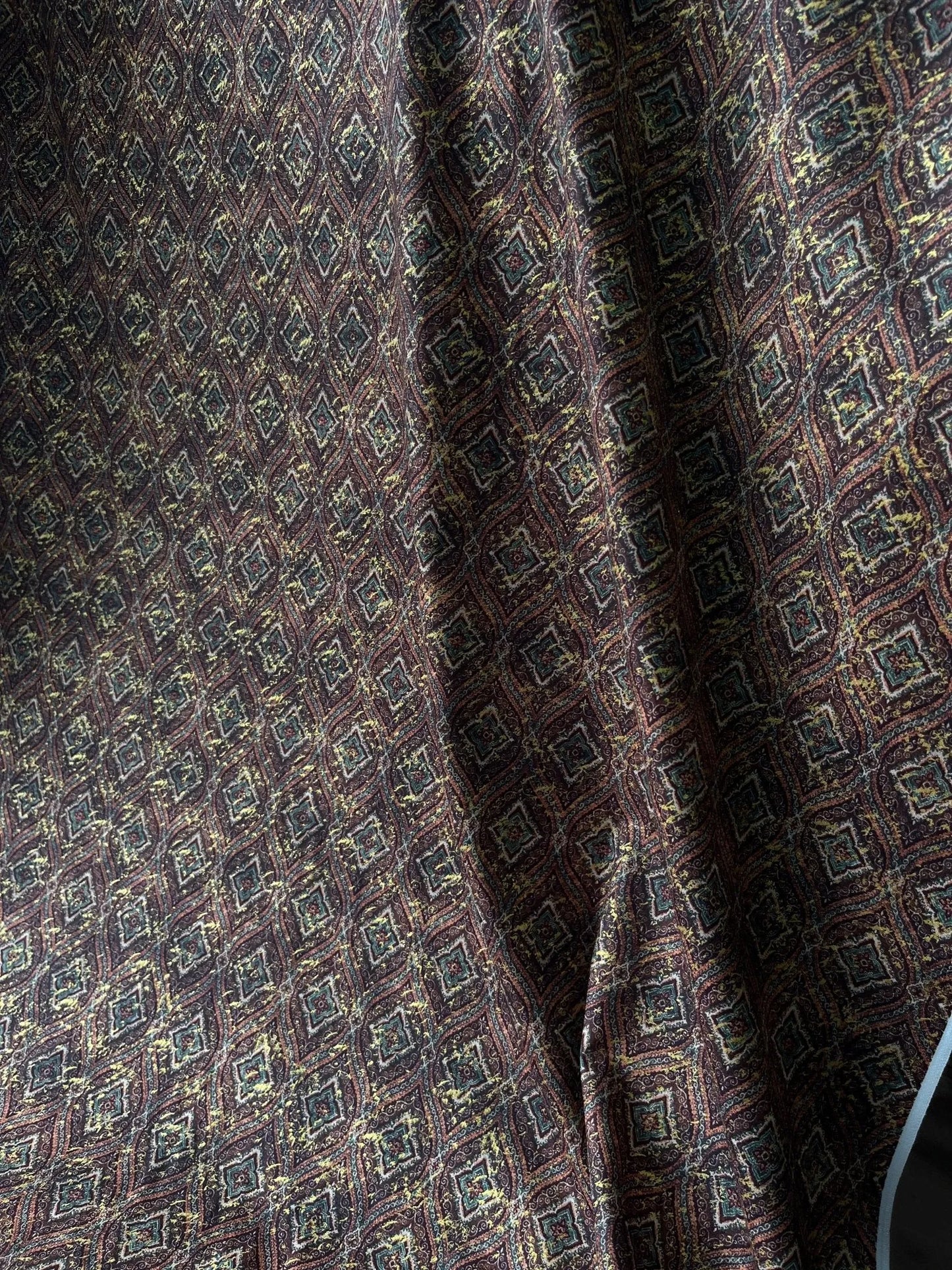 Premium Golden Maroon Geometric Sparkled Print Mix - Cotton Kurta Fabric – 36” Width for Fine Tailoring - Poshak Fabrics