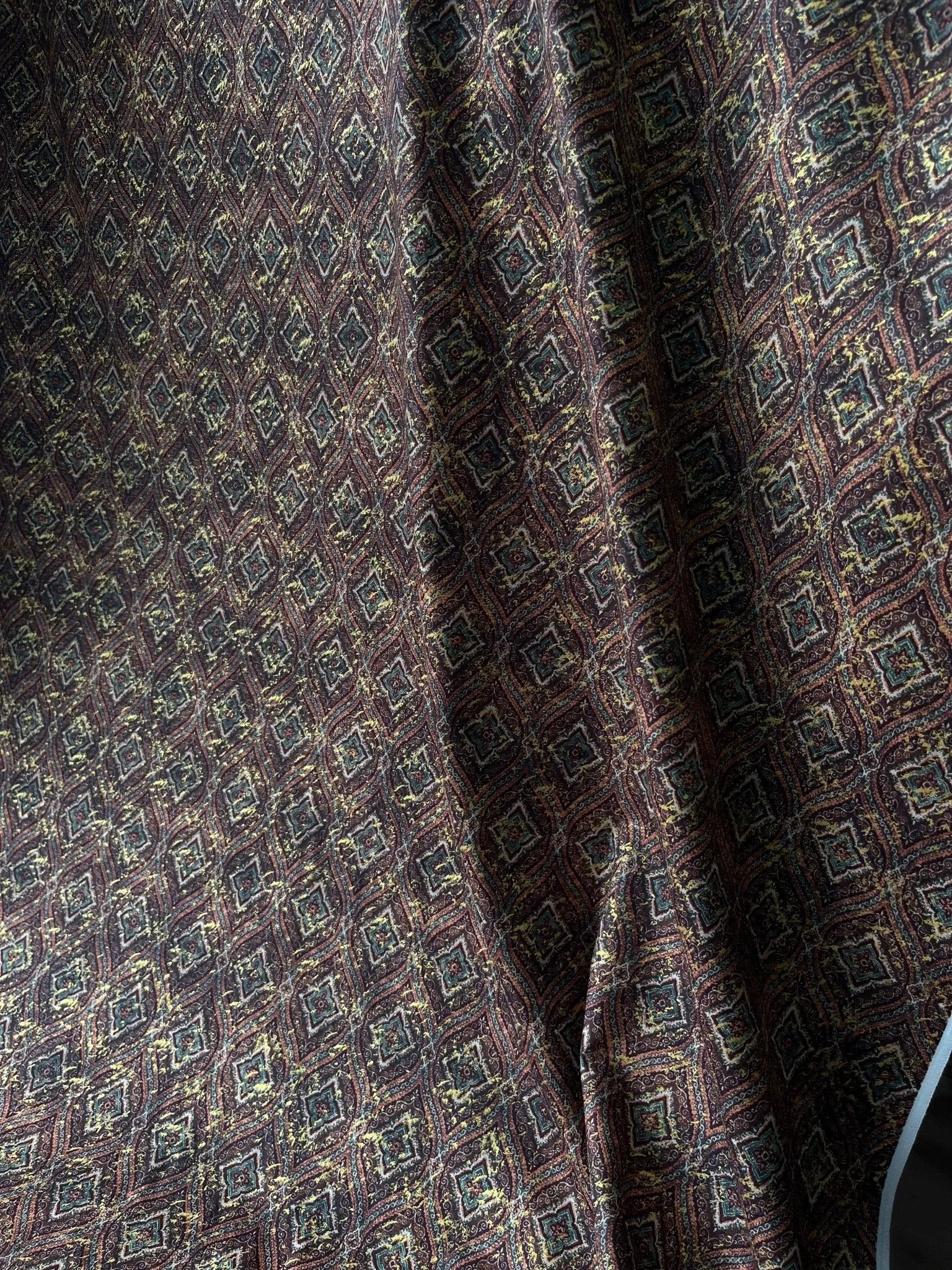 Premium Golden Maroon Geometric Sparkled Print Mix - Cotton Kurta Fabric – 36” Width for Fine Tailoring - Poshak Fabrics