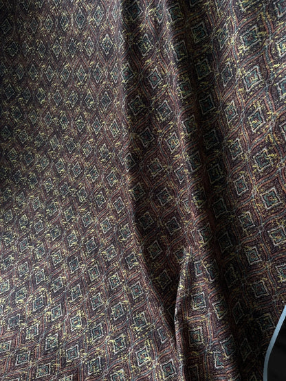 Premium Golden Maroon Geometric Sparkled Print Mix - Cotton Kurta Fabric – 36” Width for Fine Tailoring - Poshak Fabrics