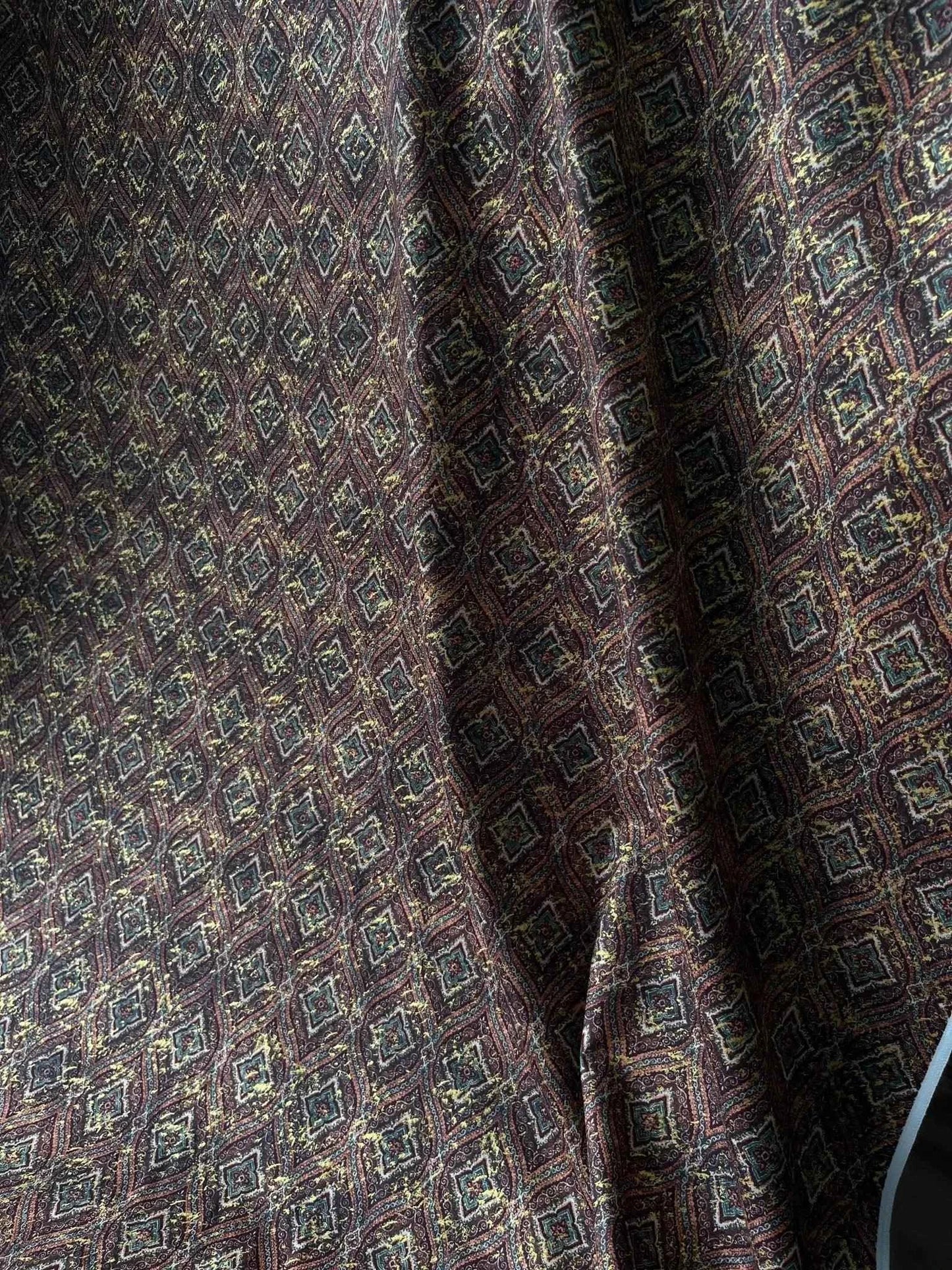 Premium Golden Maroon Geometric Sparkled Print Mix-Cotton Kurta Fabric – 36” Width for Fine Tailoring