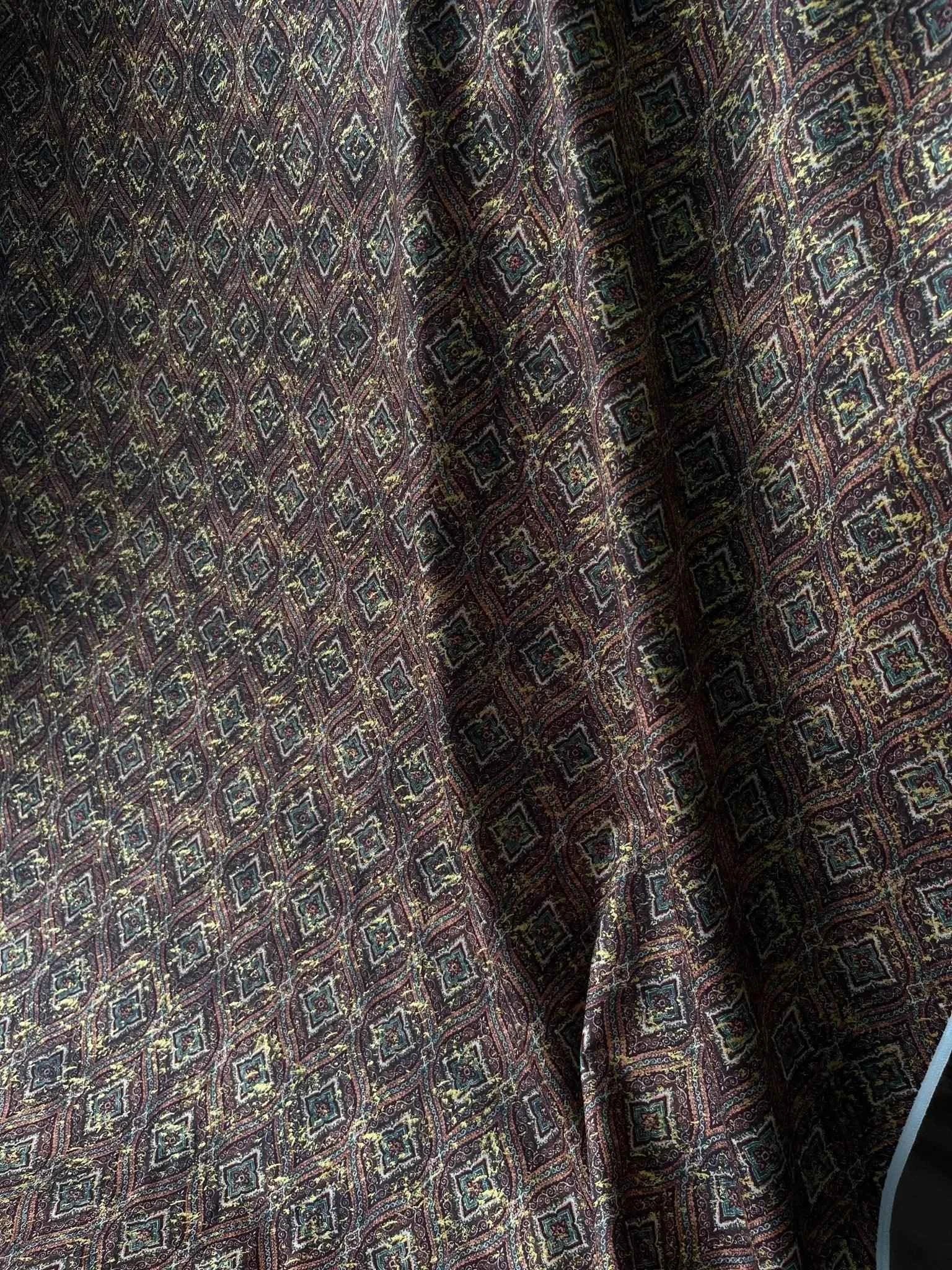 Premium Golden Maroon Geometric Sparkled Print Mix-Cotton Kurta Fabric – 36” Width for Fine Tailoring