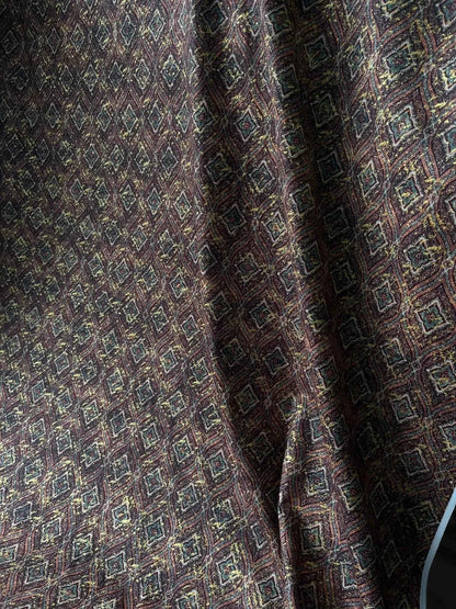 Premium Golden Maroon Geometric Sparkled Print Mix-Cotton Kurta Fabric – 36” Width for Fine Tailoring