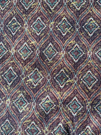 Premium Golden Maroon Geometric Sparkled Print Mix-Cotton Kurta Fabric – 36” Width for Fine Tailoring