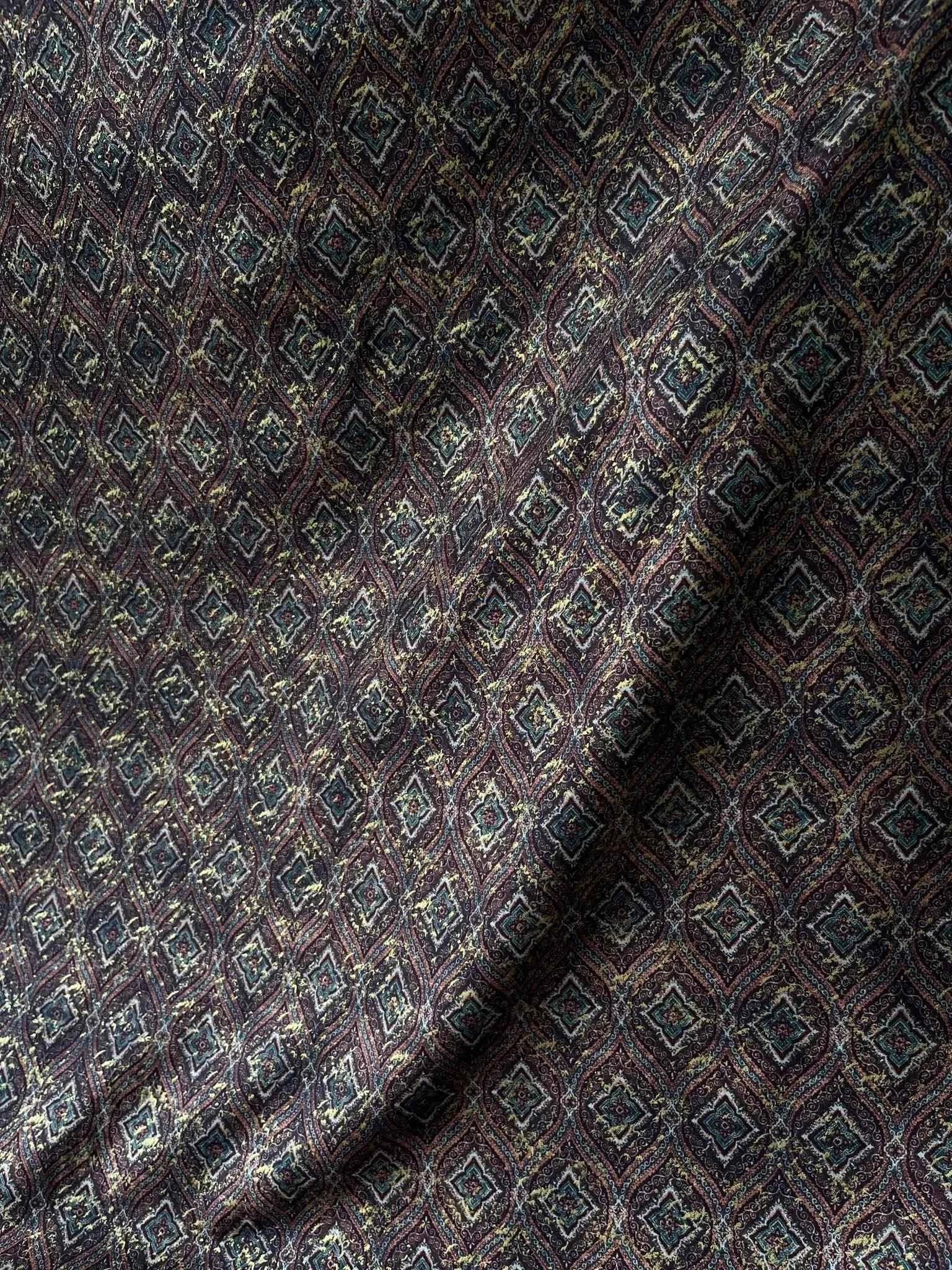 Premium Golden Maroon Geometric Sparkled Print Mix-Cotton Kurta Fabric – 36” Width for Fine Tailoring