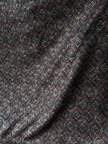 Premium Golden Maroon Geometric Sparkled Print Mix-Cotton Kurta Fabric – 36” Width for Fine Tailoring