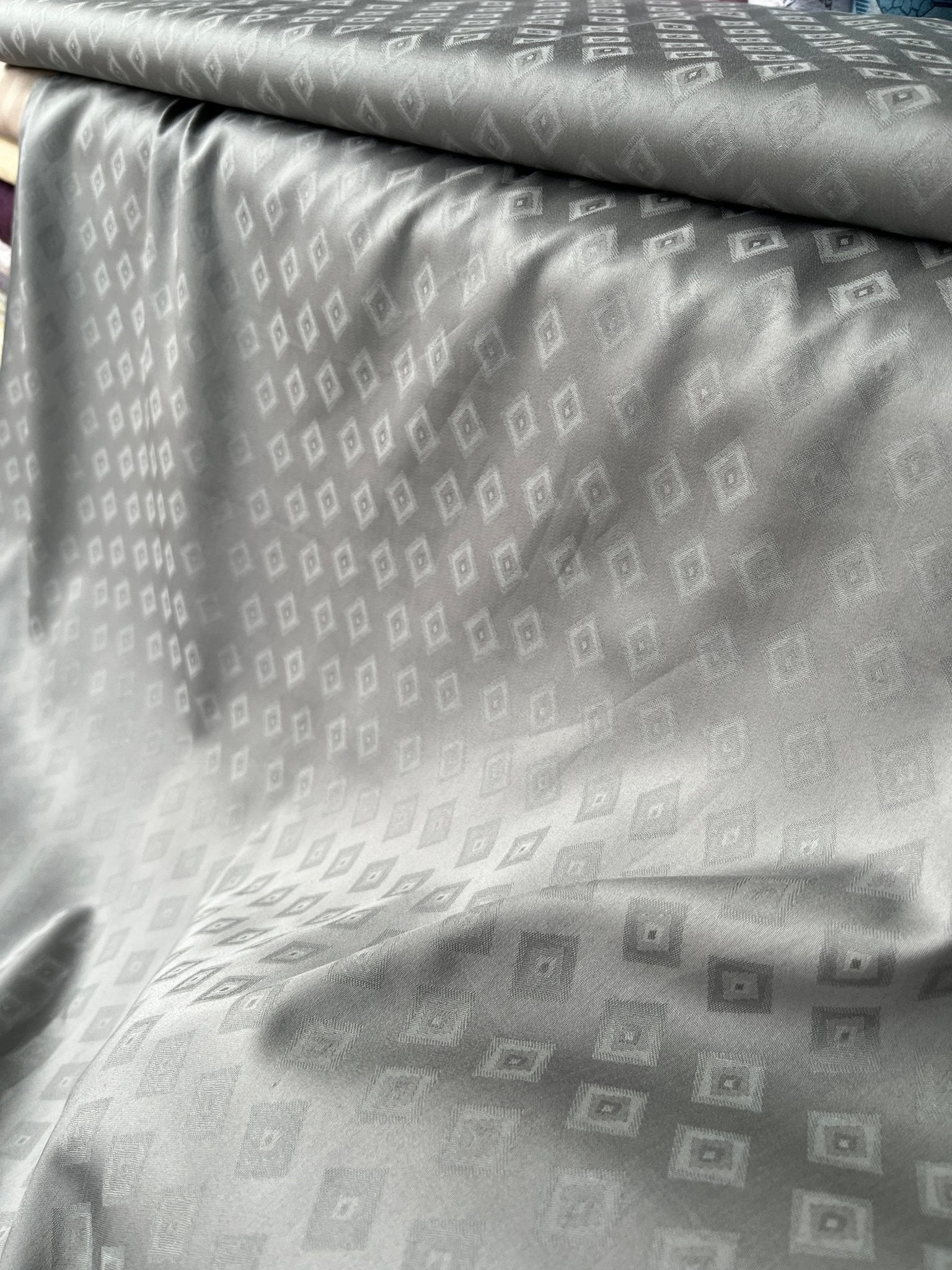 Premium Grey Cotton Jacquard Print Fabric – 58" Wide | Ideal for Well - Stitched Shirts & Kurtas - Poshak Fabrics