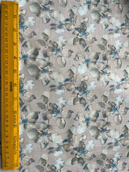 Premium Linen Cotton Floral Print Fabric in Skin Colour – 58" Wide | Perfect for Well - Stitched Shirts & Kurtas - Poshak Fabrics
