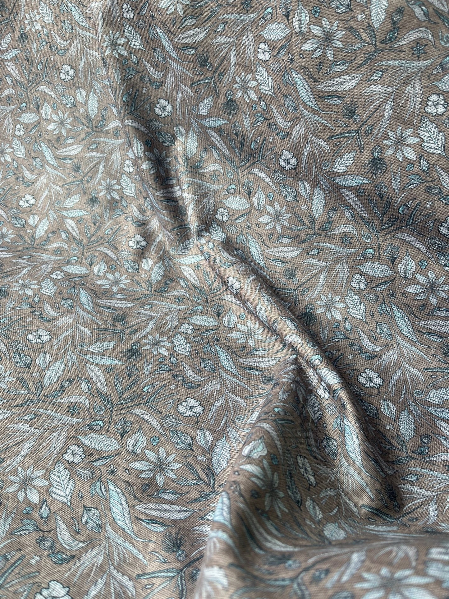 Premium Linen Cotton Printed Fabric for Shirts & Kurtas – 58" Wide | Modern Botanical Motif - Poshak Fabrics