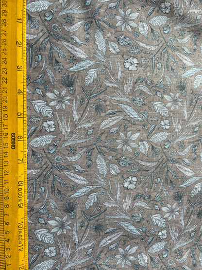 Premium Linen Cotton Printed Fabric for Shirts & Kurtas – 58" Wide | Modern Botanical Motif - Poshak Fabrics