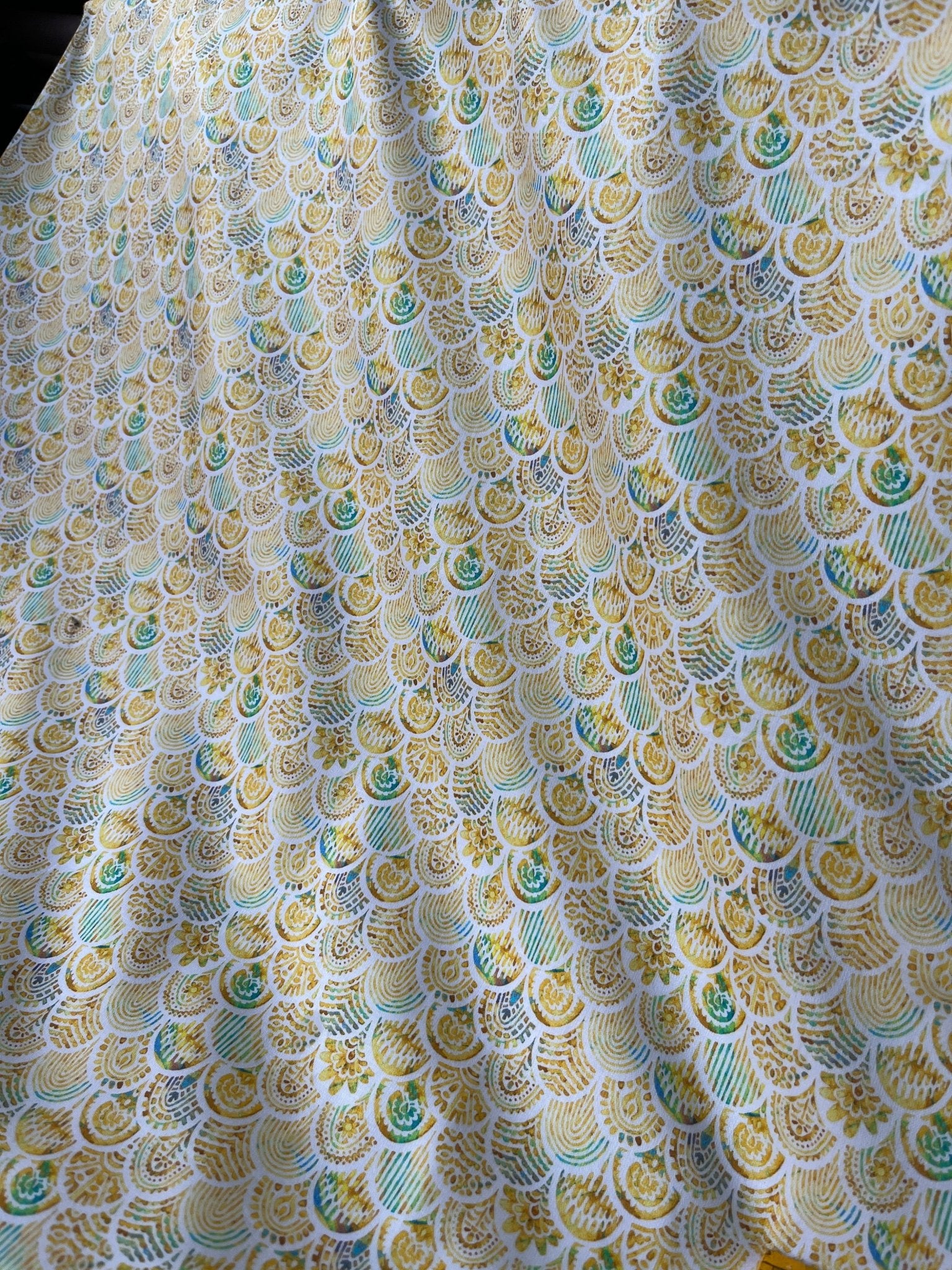 Premium Satin Cotton Printed Fabric for Shirts & Kurtas – 58" Wide | Intricate Gold Motif Design - Poshak Fabrics